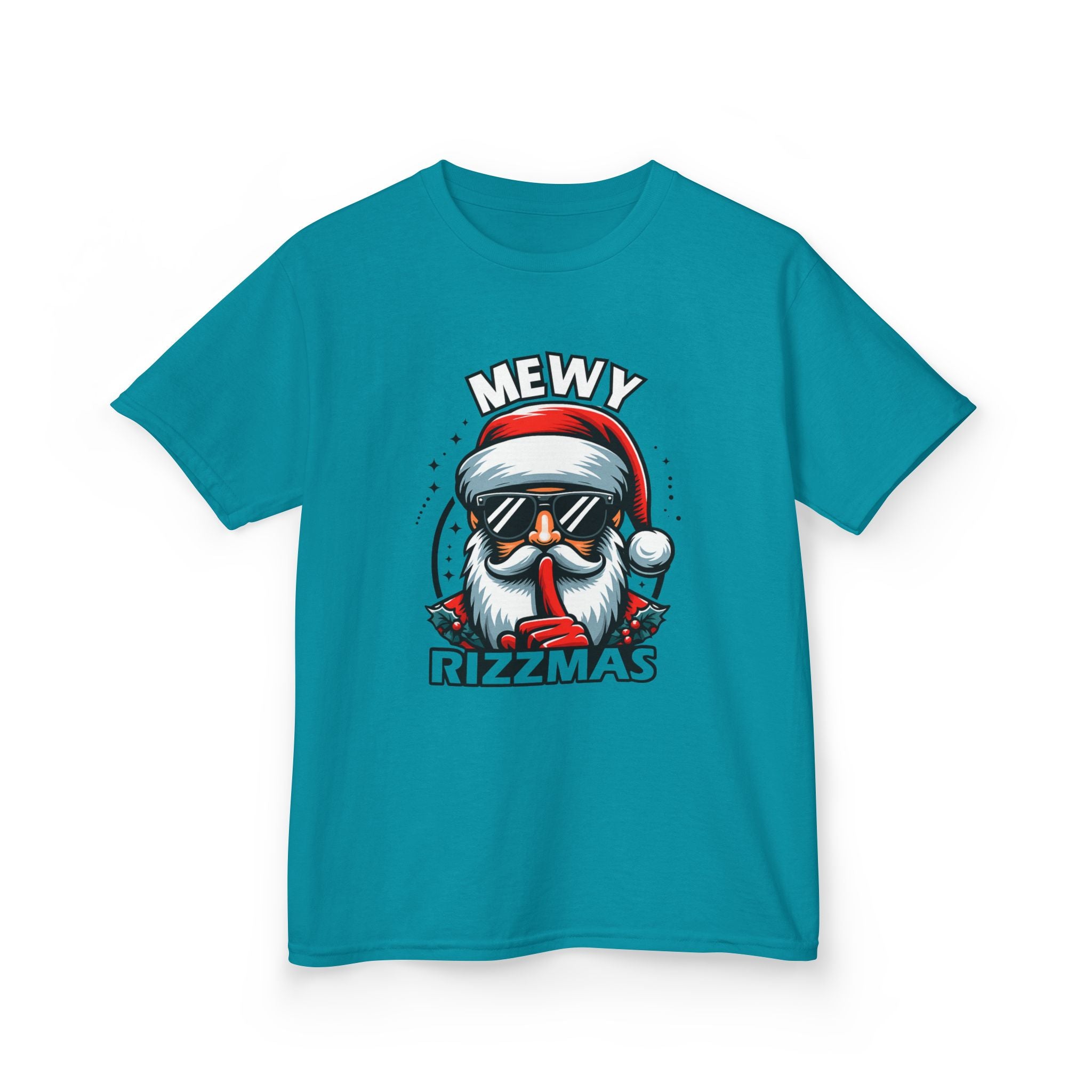 Kids T‑Shirt — 'Mewy Rizzmas' Cool Santa Holiday Tee