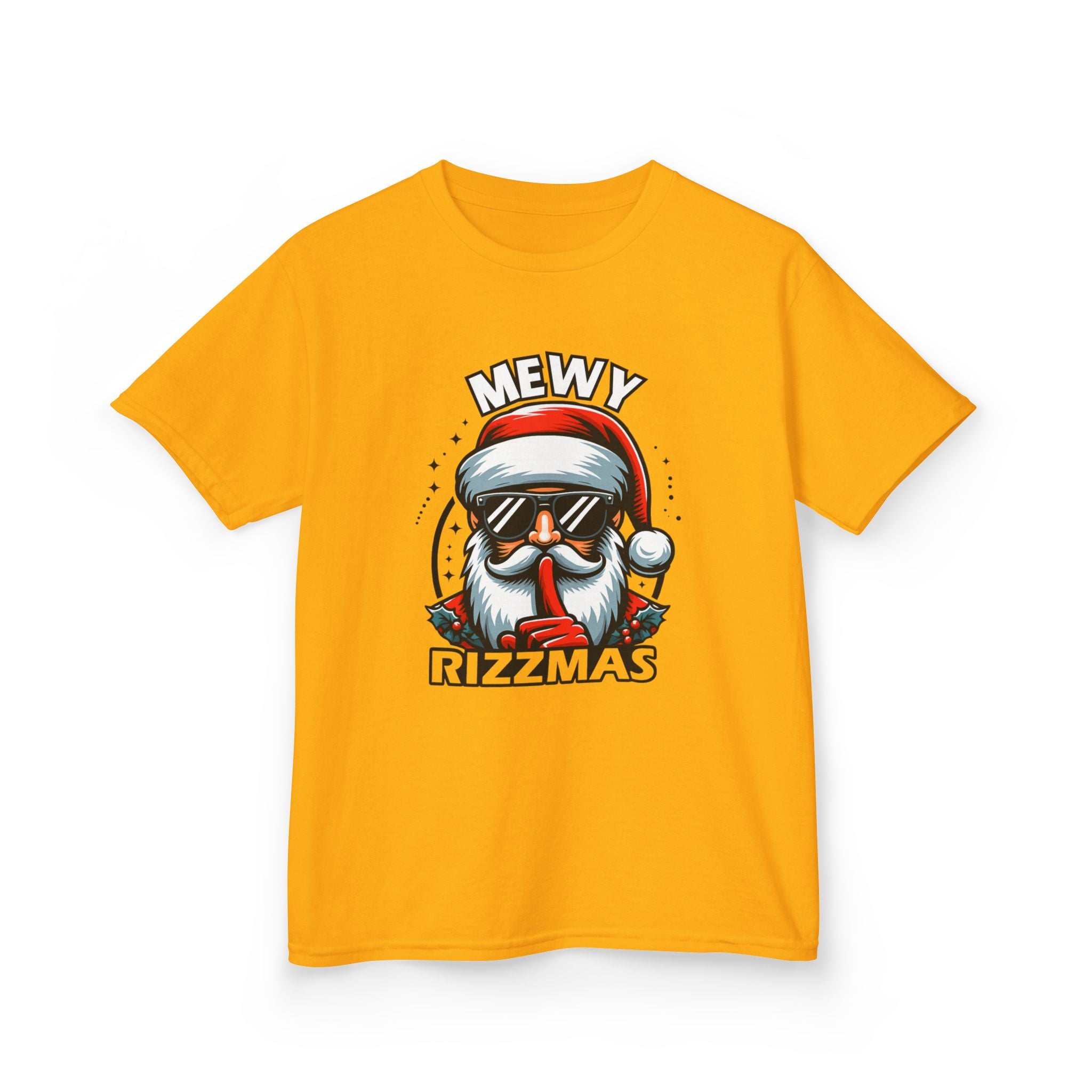 Kids T‑Shirt — 'Mewy Rizzmas' Cool Santa Holiday Tee