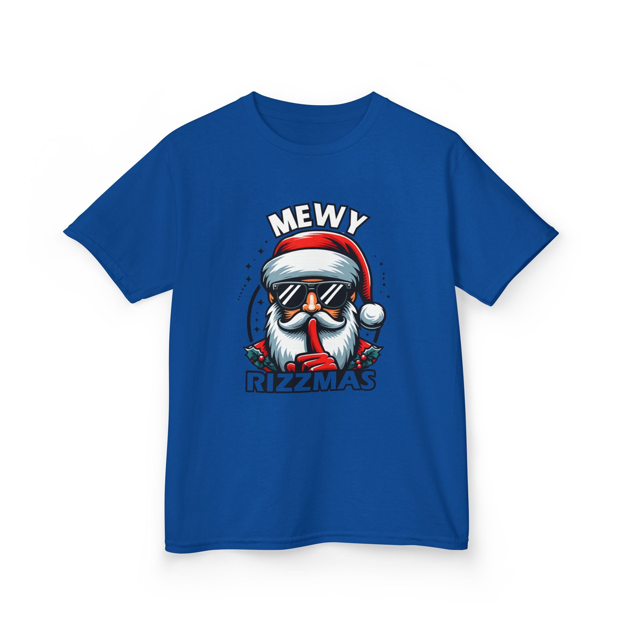 Kids T‑Shirt — 'Mewy Rizzmas' Cool Santa Holiday Tee
