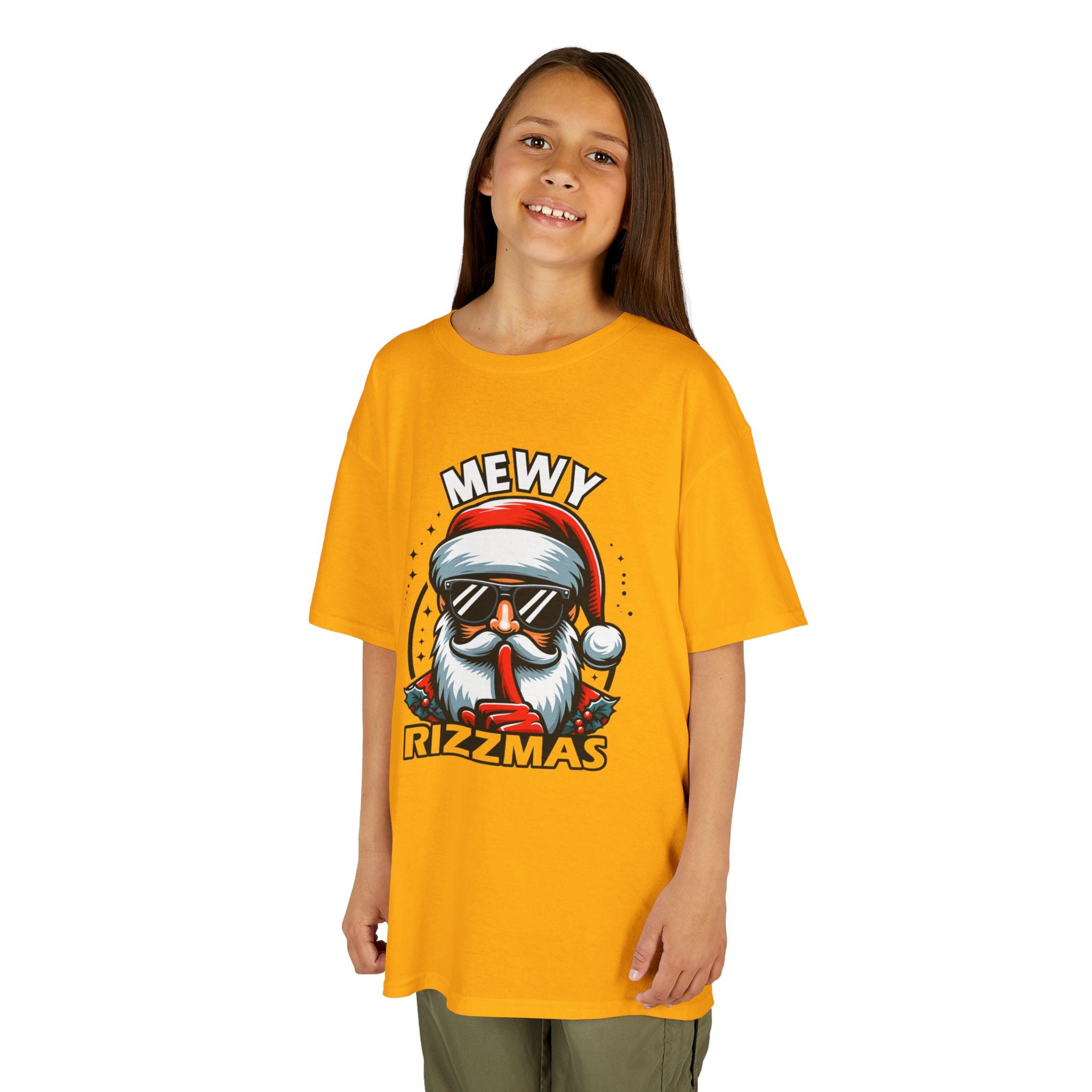 Kids T‑Shirt — 'Mewy Rizzmas' Cool Santa Holiday Tee