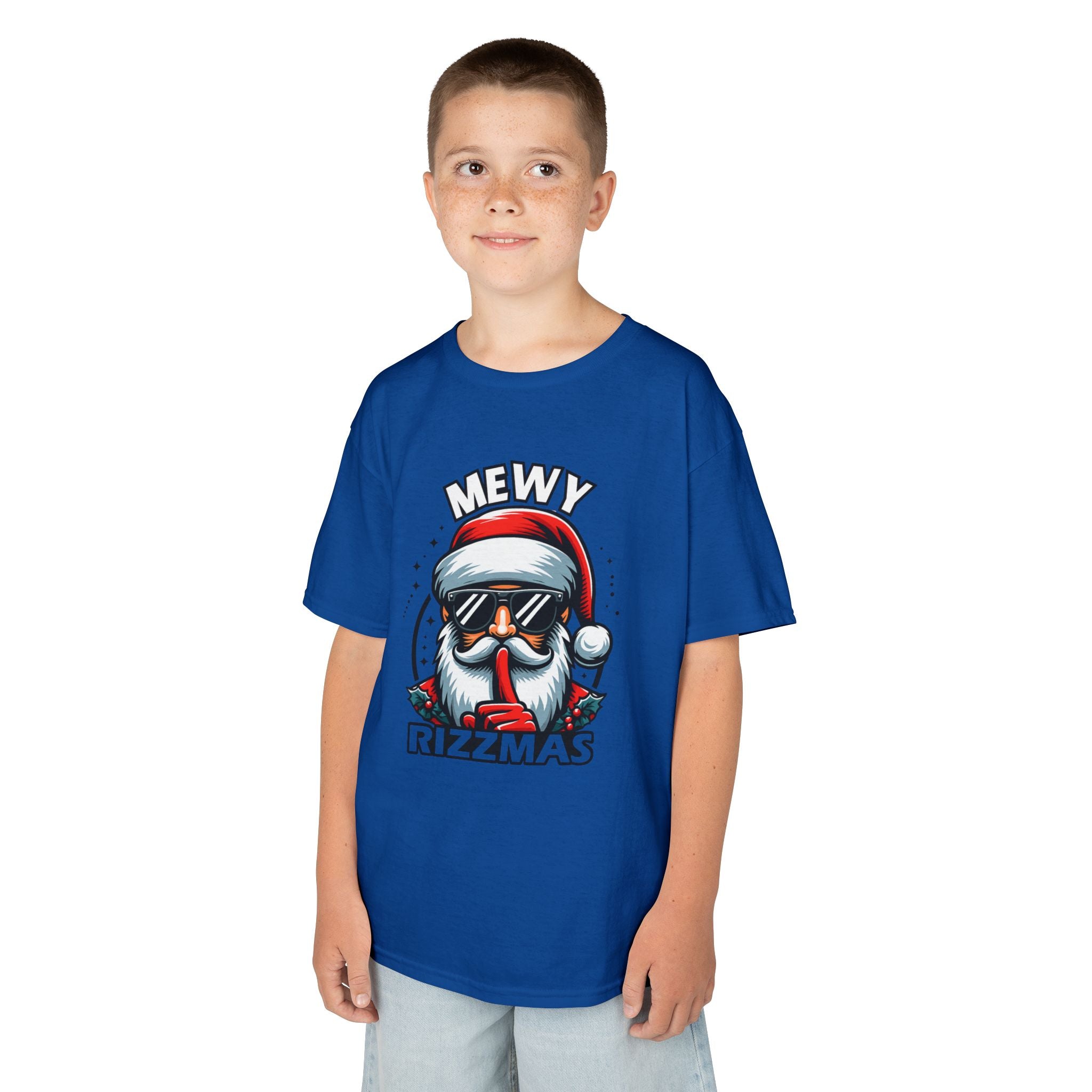 Kids T‑Shirt — 'Mewy Rizzmas' Cool Santa Holiday Tee