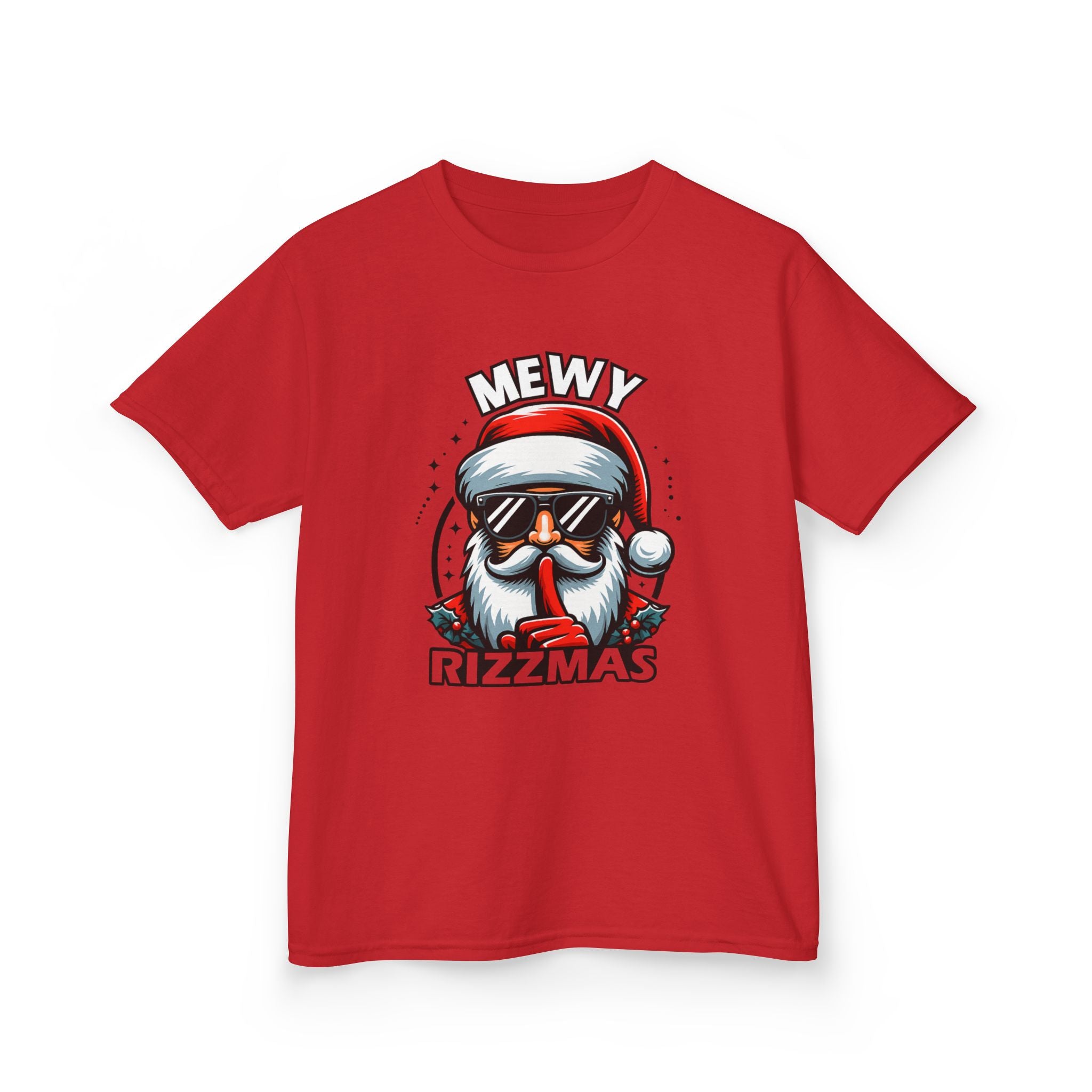 Kids T‑Shirt — 'Mewy Rizzmas' Cool Santa Holiday Tee