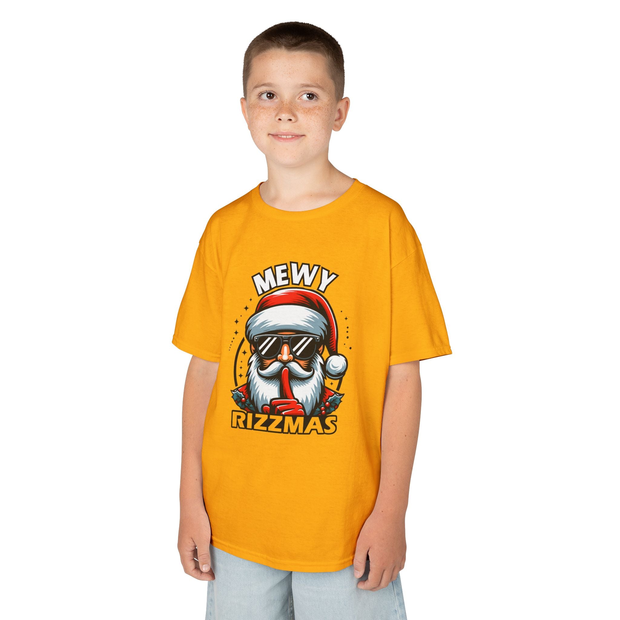 Kids T‑Shirt — 'Mewy Rizzmas' Cool Santa Holiday Tee