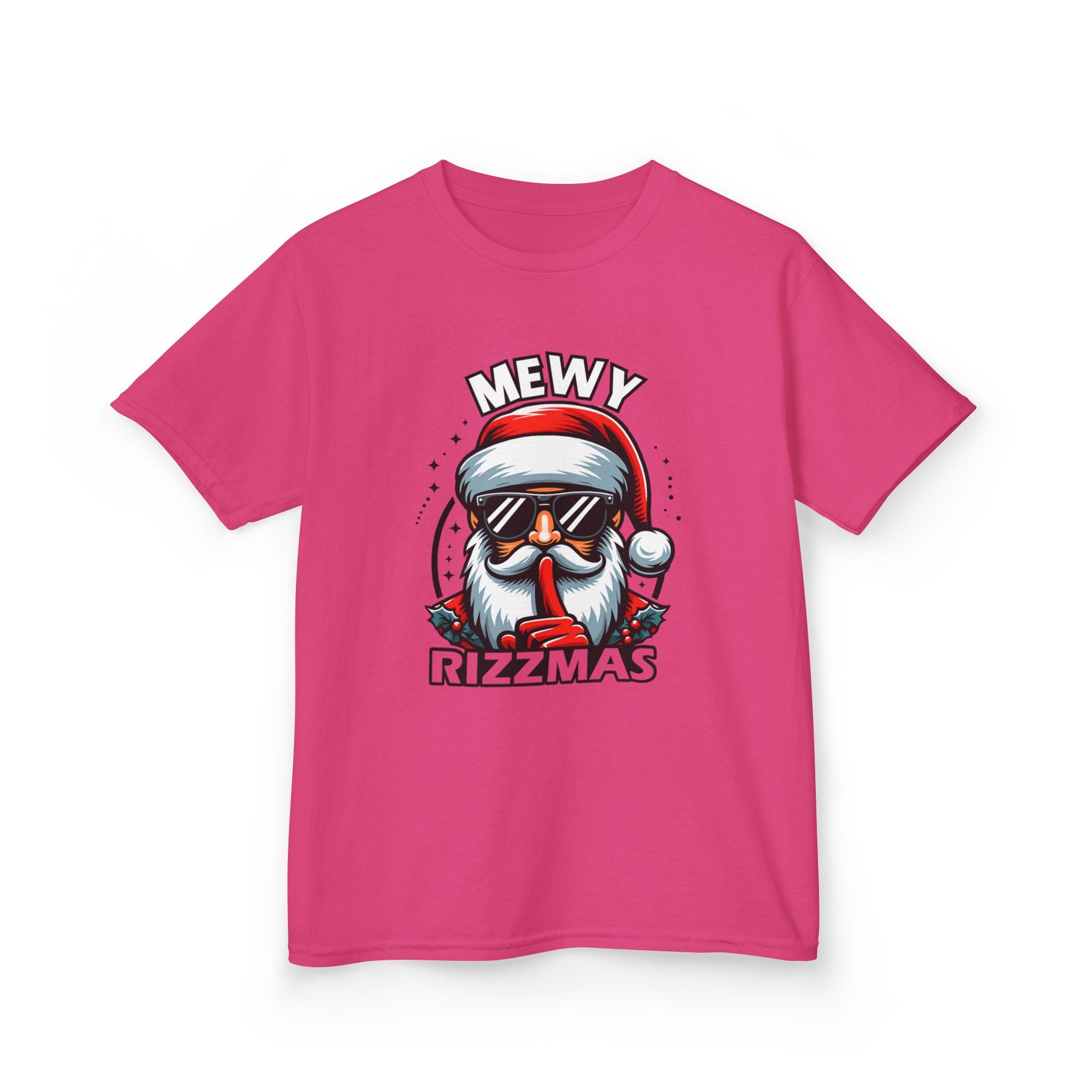 Kids T‑Shirt — 'Mewy Rizzmas' Cool Santa Holiday Tee