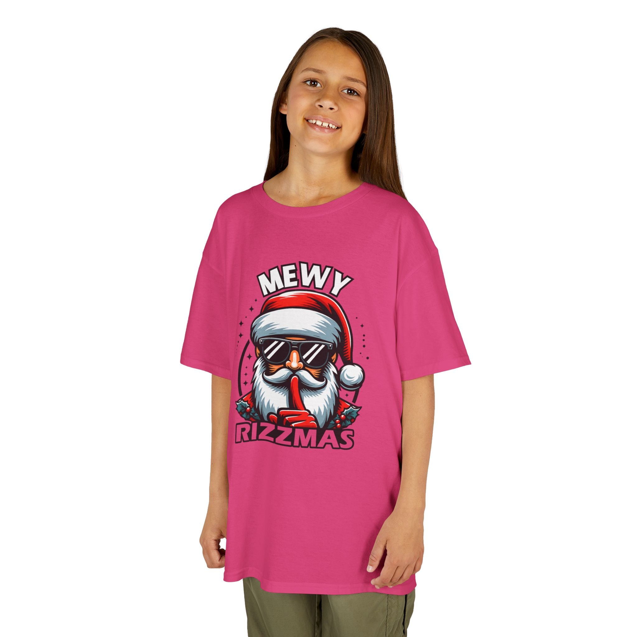 Kids T‑Shirt — 'Mewy Rizzmas' Cool Santa Holiday Tee