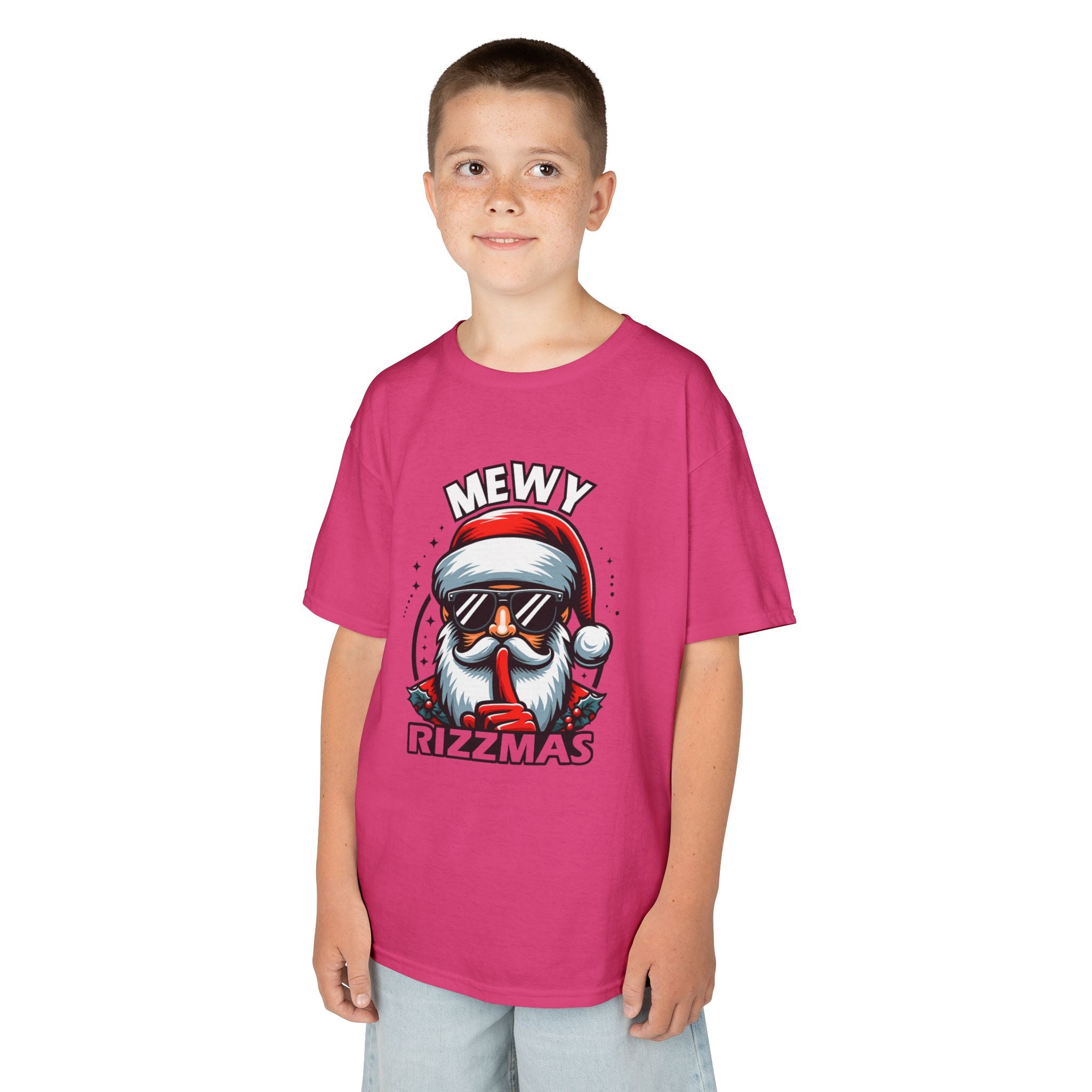 Kids T‑Shirt — 'Mewy Rizzmas' Cool Santa Holiday Tee